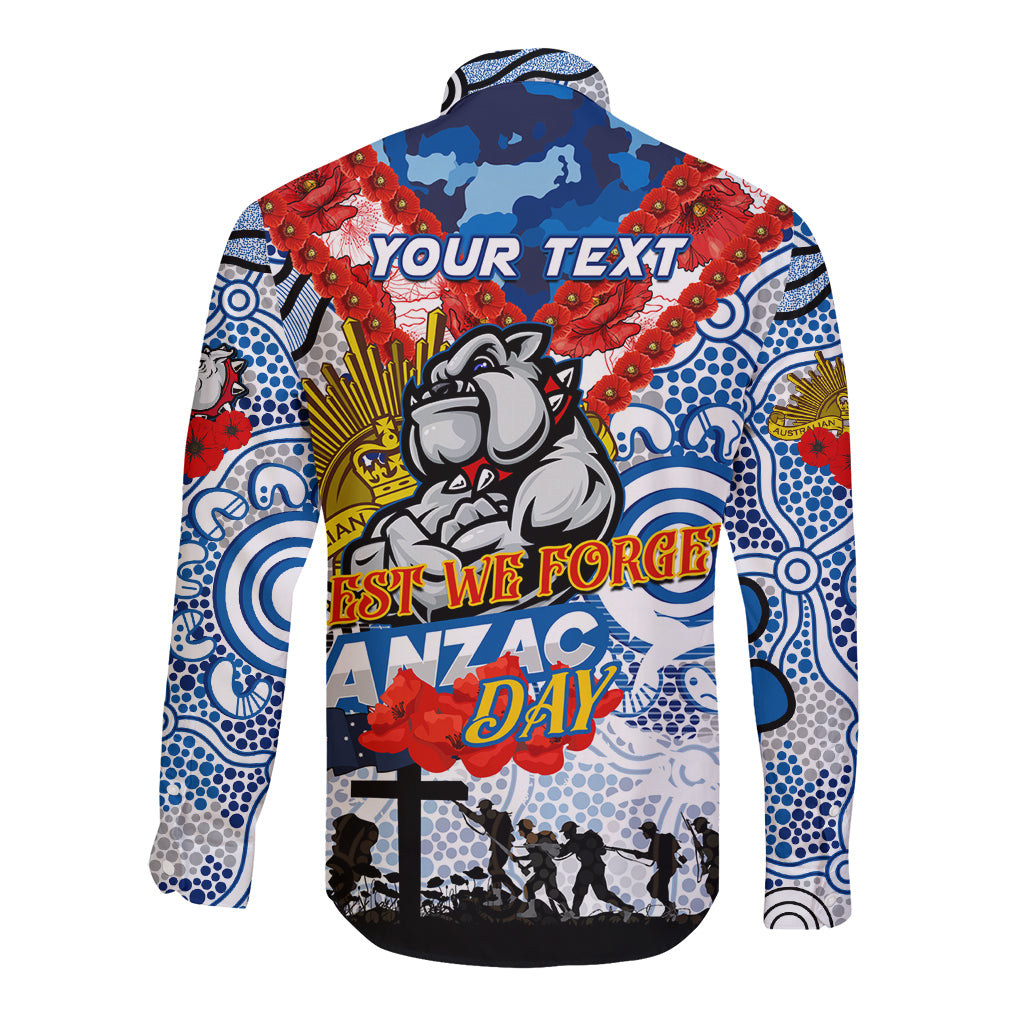 Personalised Bulldogs ANZAC Day Long Sleeve Button Shirt Aboriginal Rising Sun