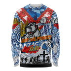 Personalised Bulldogs ANZAC Day Long Sleeve Shirt Aboriginal Rising Sun
