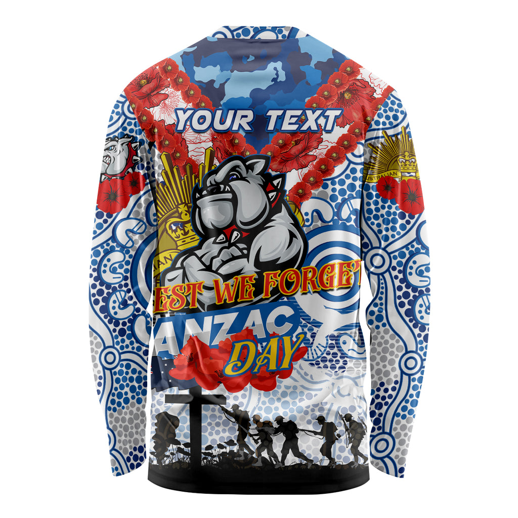 Personalised Bulldogs ANZAC Day Long Sleeve Shirt Aboriginal Rising Sun