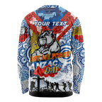 Personalised Bulldogs ANZAC Day Long Sleeve Shirt Aboriginal Rising Sun