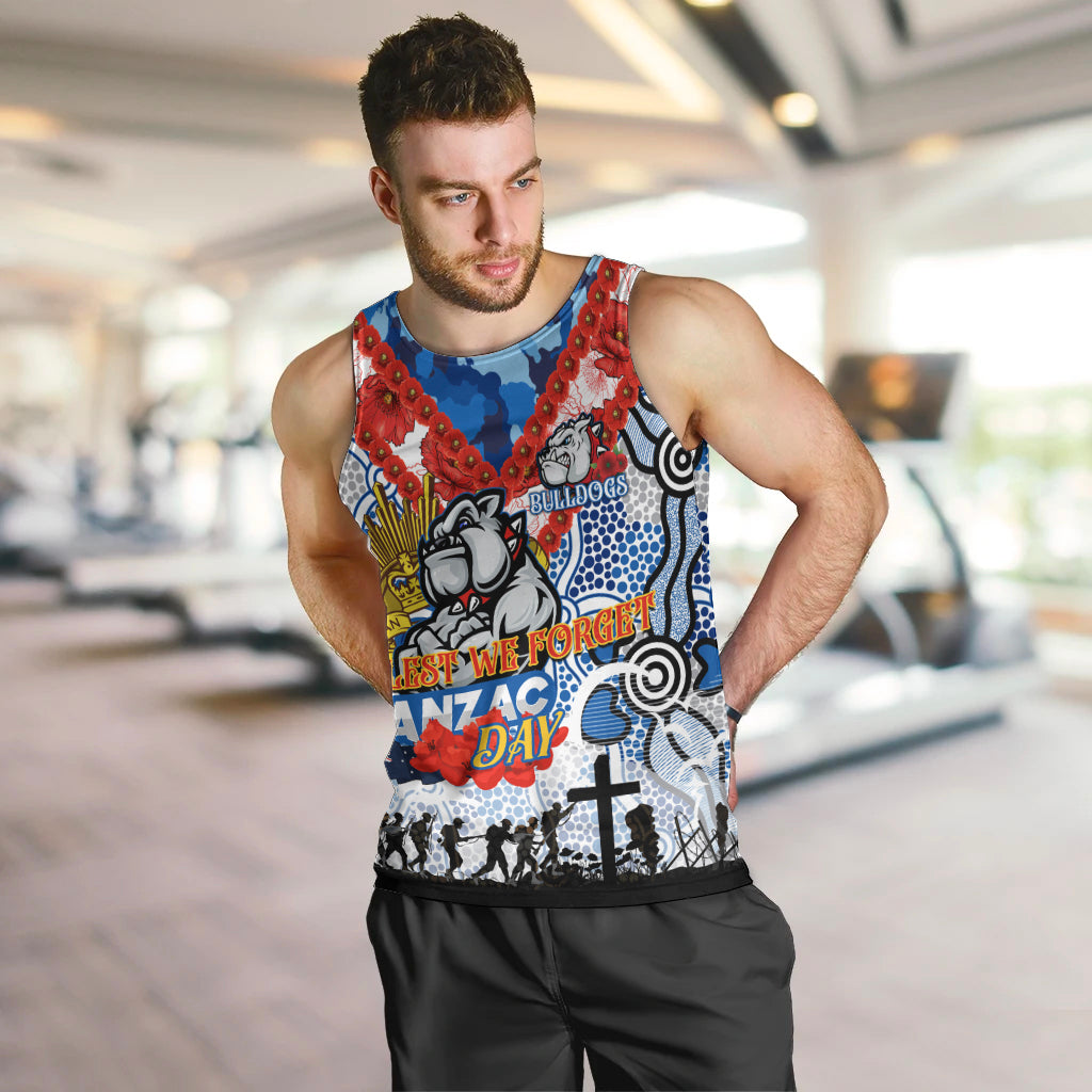 Personalised Bulldogs ANZAC Day Men Tank Top Aboriginal Rising Sun