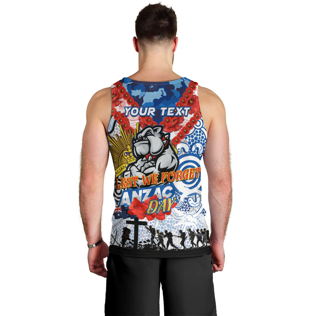 Personalised Bulldogs ANZAC Day Men Tank Top Aboriginal Rising Sun