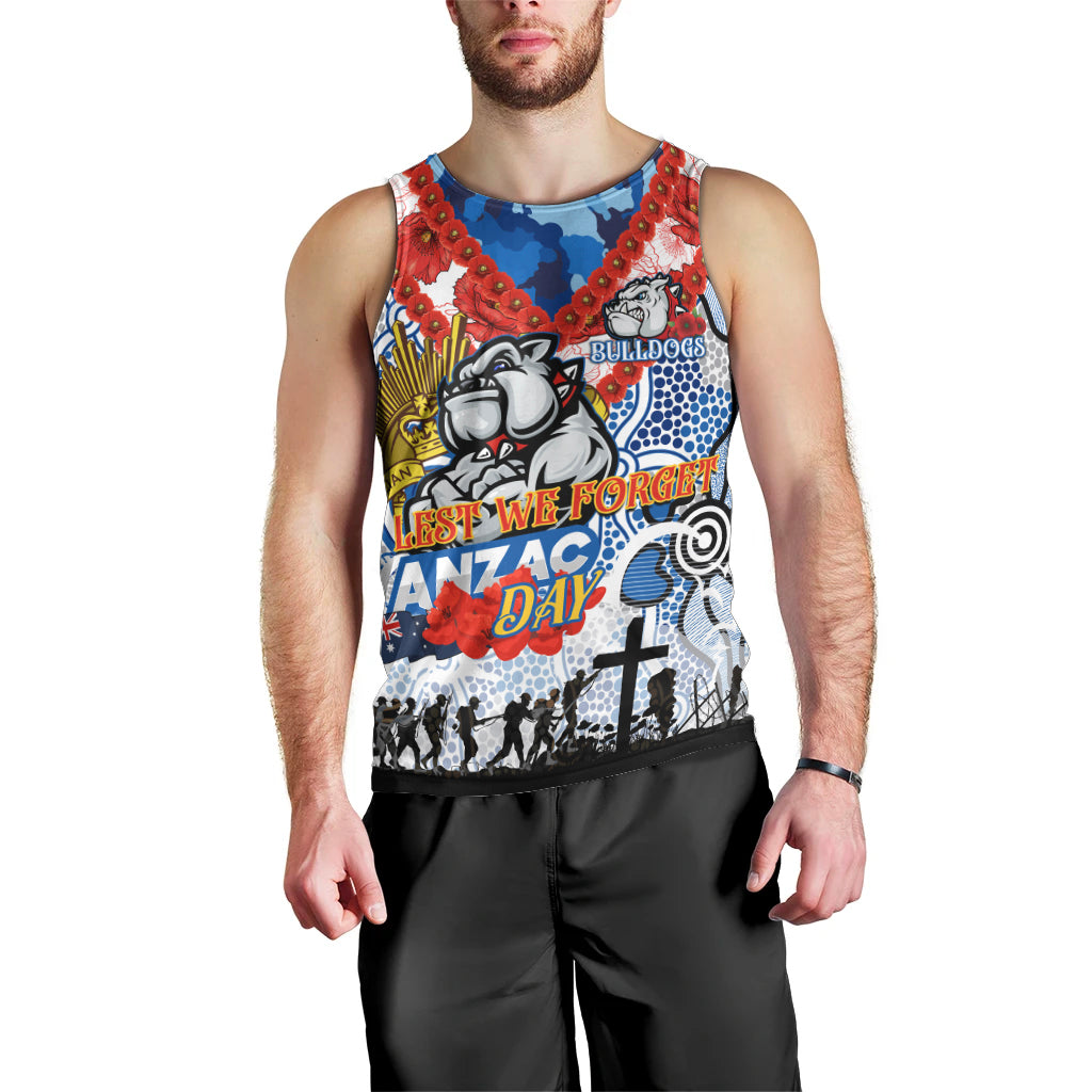 Personalised Bulldogs ANZAC Day Men Tank Top Aboriginal Rising Sun