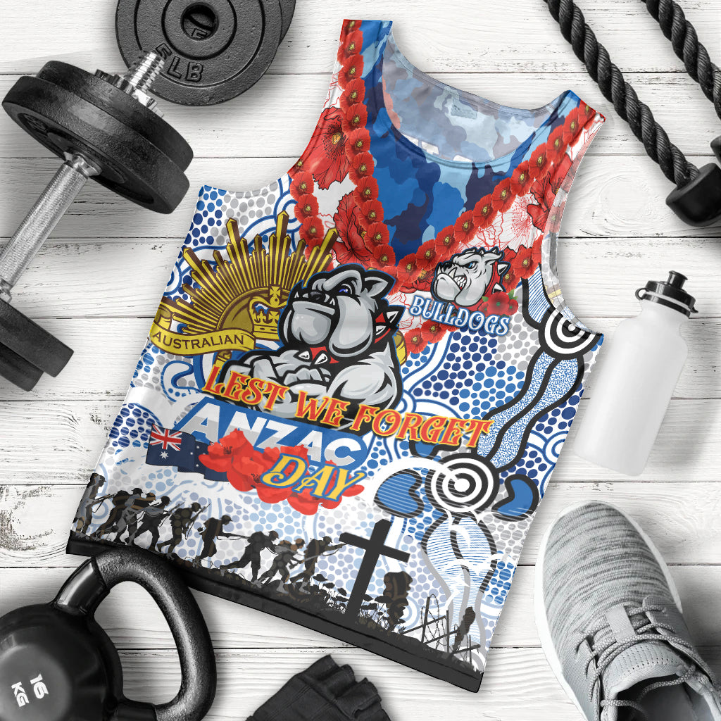 Personalised Bulldogs ANZAC Day Men Tank Top Aboriginal Rising Sun