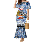 Personalised Bulldogs ANZAC Day Mermaid Dress Aboriginal Rising Sun