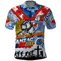 Personalised Bulldogs ANZAC Day Polo Shirt Aboriginal Rising Sun