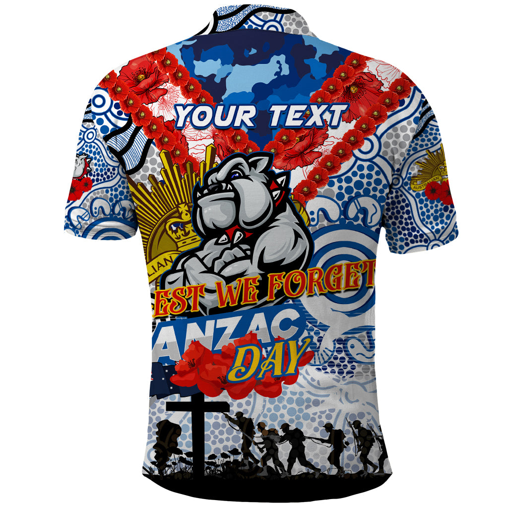 Personalised Bulldogs ANZAC Day Polo Shirt Aboriginal Rising Sun