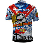 Personalised Bulldogs ANZAC Day Polo Shirt Aboriginal Rising Sun