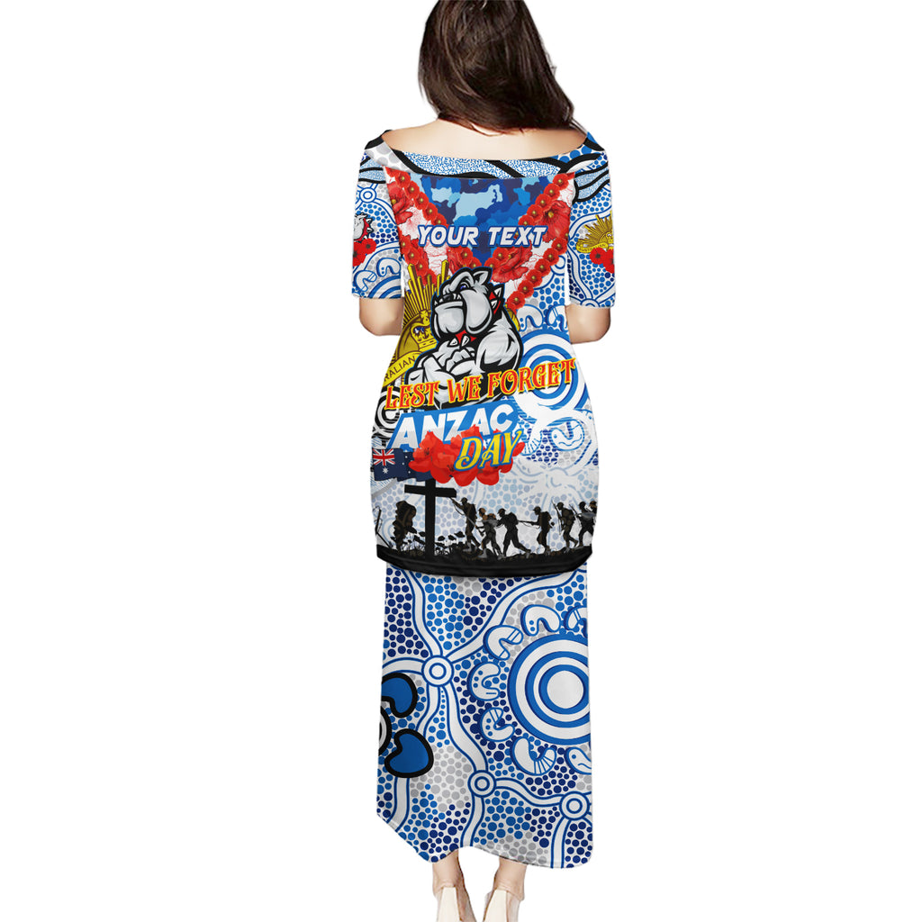 Personalised Bulldogs ANZAC Day Puletasi Aboriginal Rising Sun