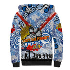 Personalised Bulldogs ANZAC Day Sherpa Hoodie Aboriginal Rising Sun