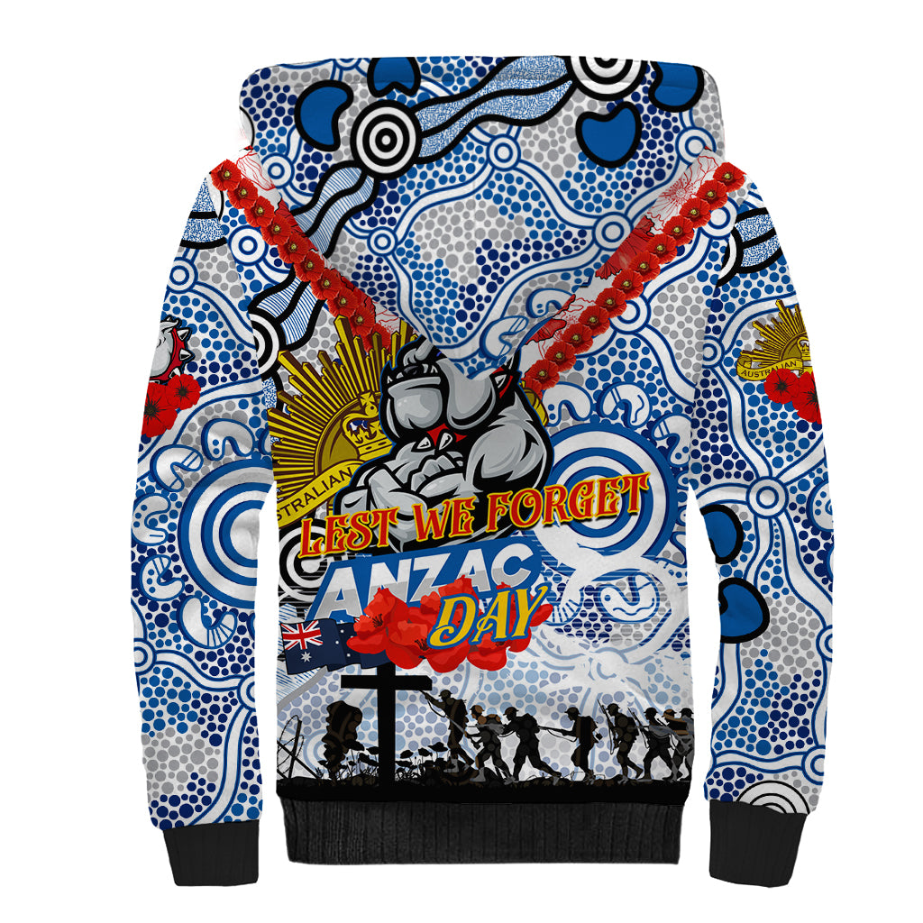 Personalised Bulldogs ANZAC Day Sherpa Hoodie Aboriginal Rising Sun