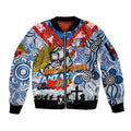 Personalised Bulldogs ANZAC Day Sleeve Zip Bomber Jacket Aboriginal Rising Sun