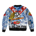 Personalised Bulldogs ANZAC Day Sleeve Zip Bomber Jacket Aboriginal Rising Sun