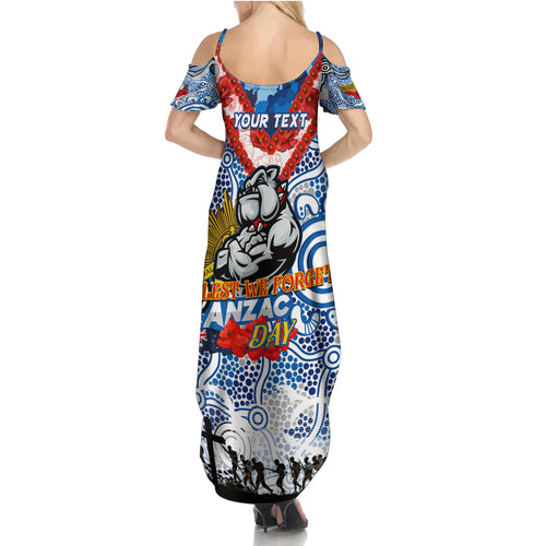 Personalised Bulldogs ANZAC Day Summer Maxi Dress Aboriginal Rising Sun