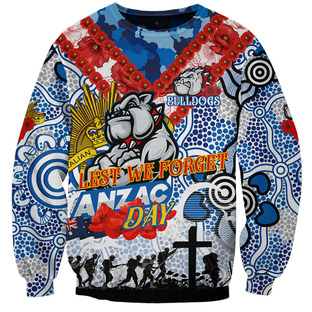 Personalised Bulldogs ANZAC Day Sweatshirt Aboriginal Rising Sun