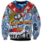 Personalised Bulldogs ANZAC Day Sweatshirt Aboriginal Rising Sun