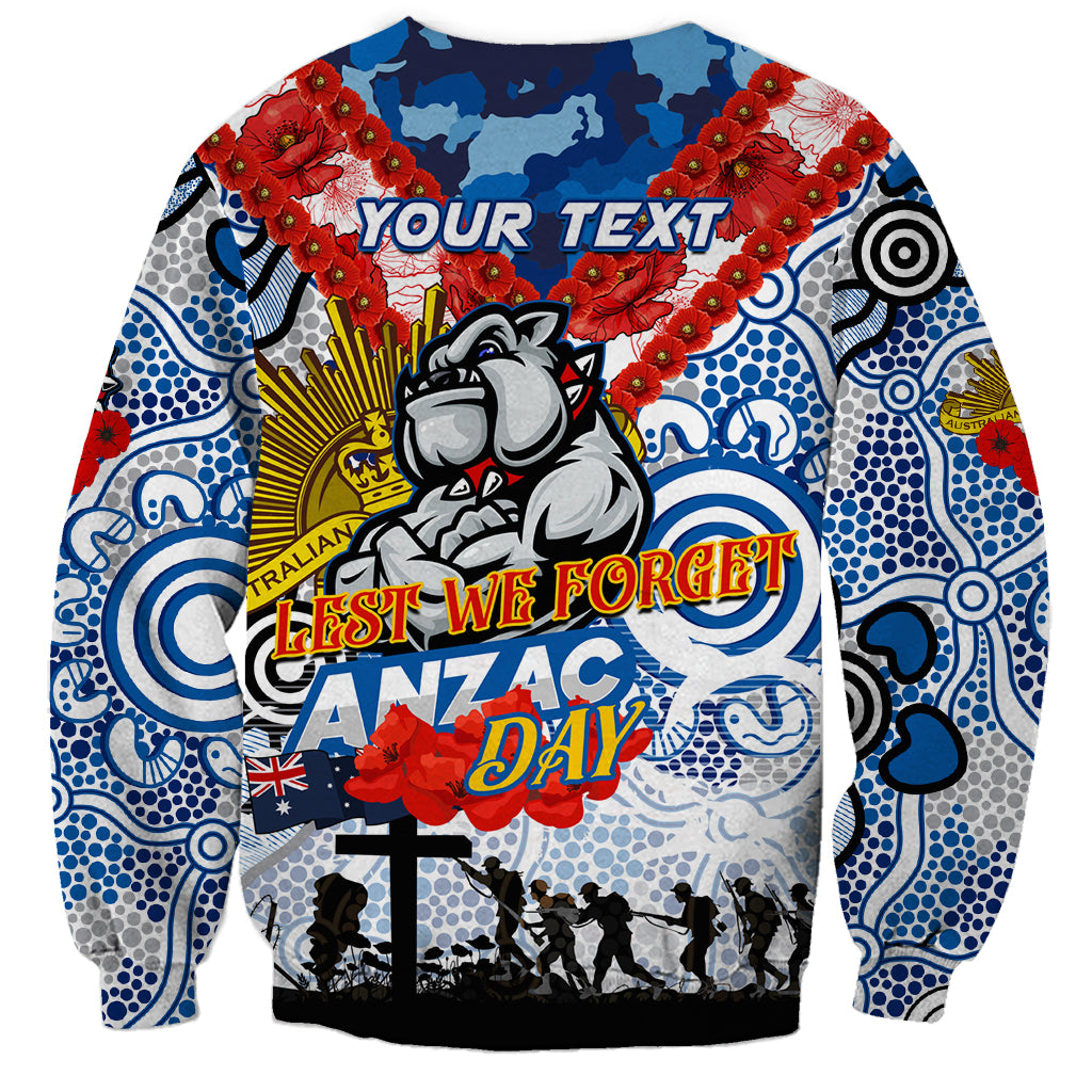 Personalised Bulldogs ANZAC Day Sweatshirt Aboriginal Rising Sun