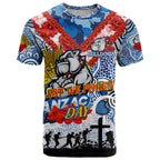 Personalised Bulldogs ANZAC Day T Shirt Aboriginal Rising Sun