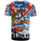 Personalised Bulldogs ANZAC Day T Shirt Aboriginal Rising Sun