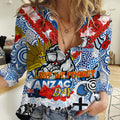 Personalised Bulldogs ANZAC Day Women Casual Shirt Aboriginal Rising Sun