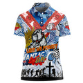 Personalised Bulldogs ANZAC Day Women Polo Shirt Aboriginal Rising Sun