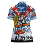 Personalised Bulldogs ANZAC Day Women Polo Shirt Aboriginal Rising Sun