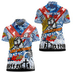 Personalised Bulldogs ANZAC Day Women Polo Shirt Aboriginal Rising Sun