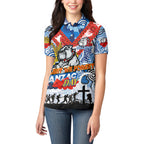 Personalised Bulldogs ANZAC Day Women Polo Shirt Aboriginal Rising Sun