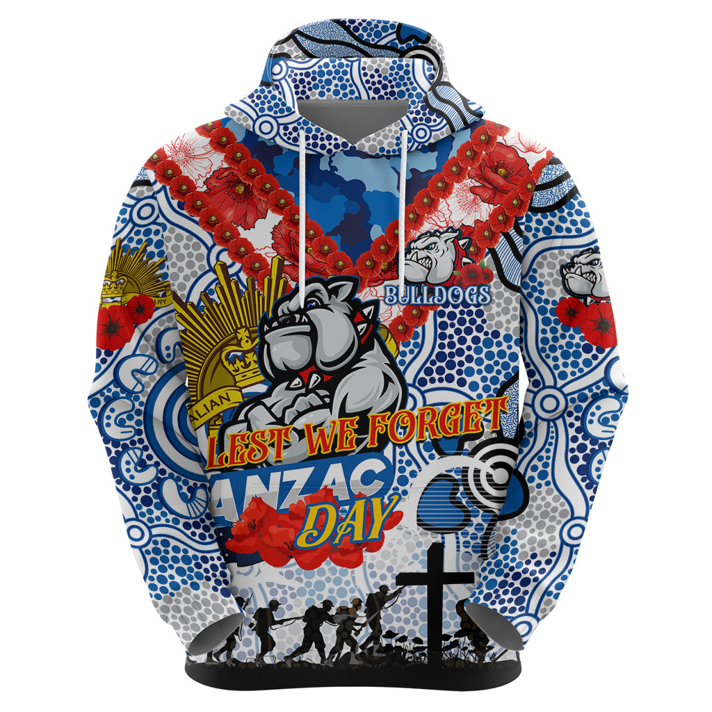 Personalised Bulldogs ANZAC Day Zip Hoodie Aboriginal Rising Sun