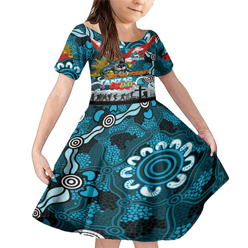 Personalised Sharks ANZAC Day Family Matching Mermaid Dress and Hawaiian Shirt Aboriginal Rising Sun