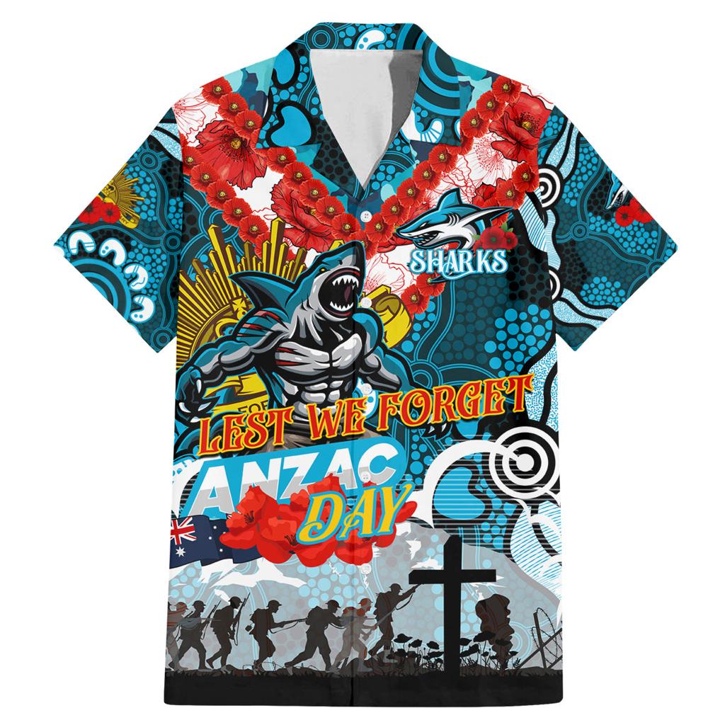 Personalised Sharks ANZAC Day Family Matching Mermaid Dress and Hawaiian Shirt Aboriginal Rising Sun