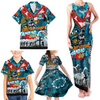 Personalised Sharks ANZAC Day Family Matching Tank Maxi Dress and Hawaiian Shirt Aboriginal Rising Sun