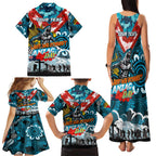 Personalised Sharks ANZAC Day Family Matching Tank Maxi Dress and Hawaiian Shirt Aboriginal Rising Sun