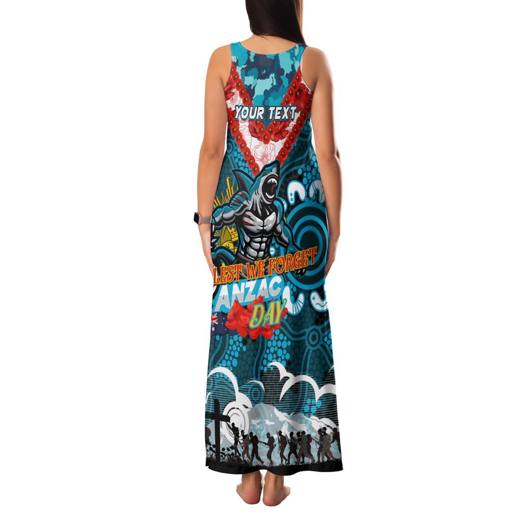 Personalised Sharks ANZAC Day Family Matching Tank Maxi Dress and Hawaiian Shirt Aboriginal Rising Sun