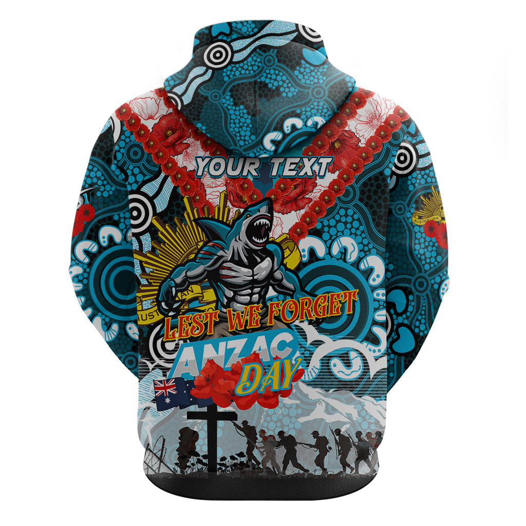 Personalised Sharks ANZAC Day Hoodie Aboriginal Rising Sun