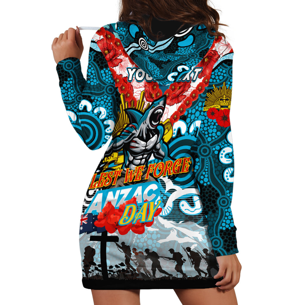 Personalised Sharks ANZAC Day Hoodie Dress Aboriginal Rising Sun