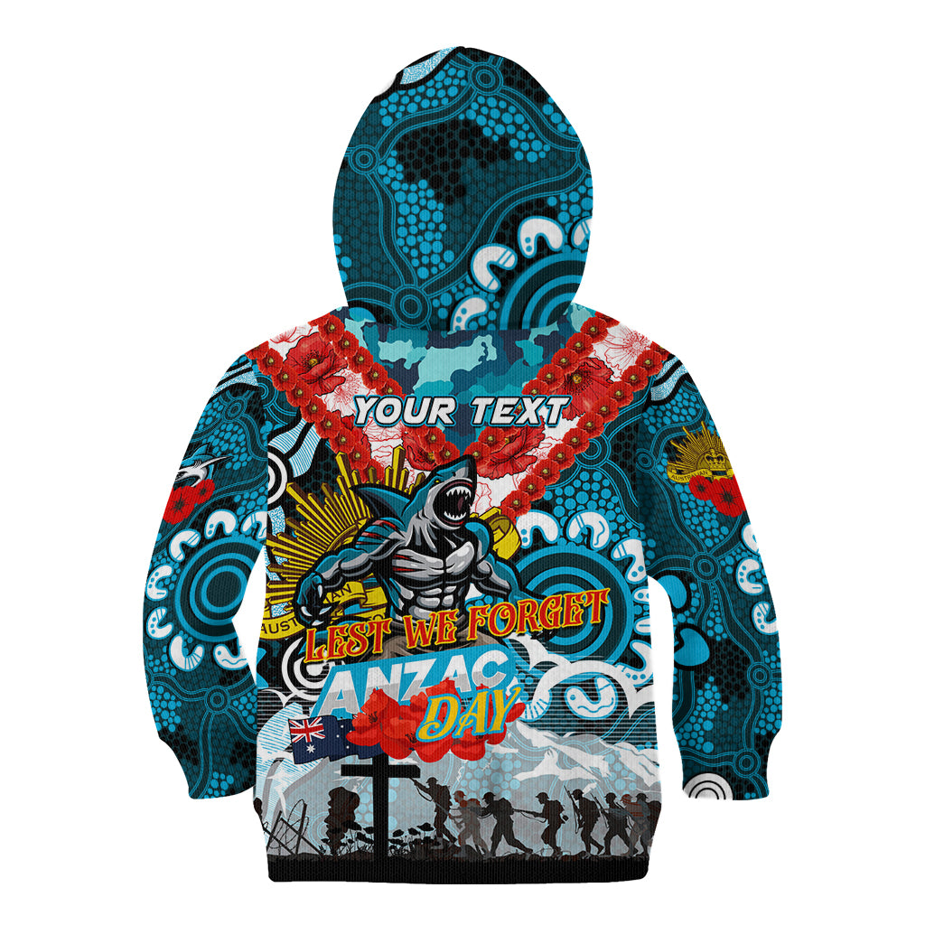Personalised Sharks ANZAC Day Kid Hoodie Aboriginal Rising Sun