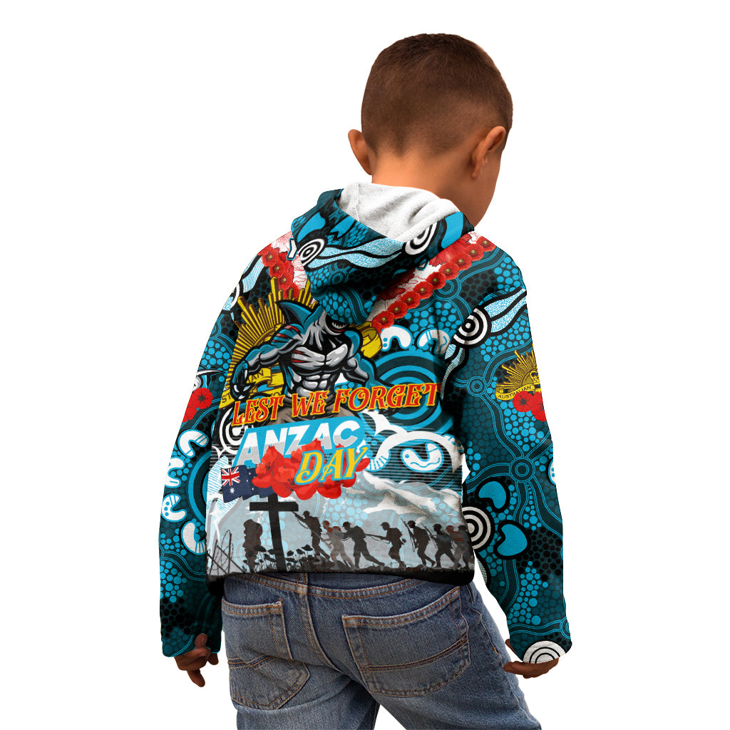 Personalised Sharks ANZAC Day Kid Hoodie Aboriginal Rising Sun
