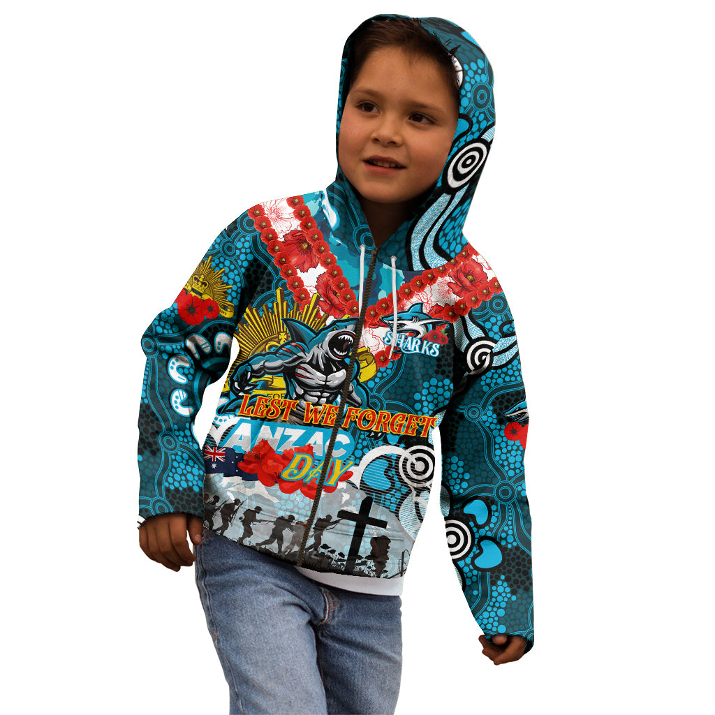 Personalised Sharks ANZAC Day Kid Hoodie Aboriginal Rising Sun