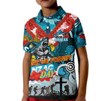 Personalised Sharks ANZAC Day Kid Polo Shirt Aboriginal Rising Sun