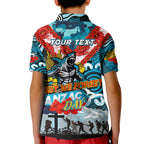Personalised Sharks ANZAC Day Kid Polo Shirt Aboriginal Rising Sun