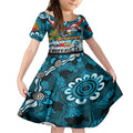 Personalised Sharks ANZAC Day Kid Short Sleeve Dress Aboriginal Rising Sun
