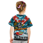 Personalised Sharks ANZAC Day Kid T Shirt Aboriginal Rising Sun