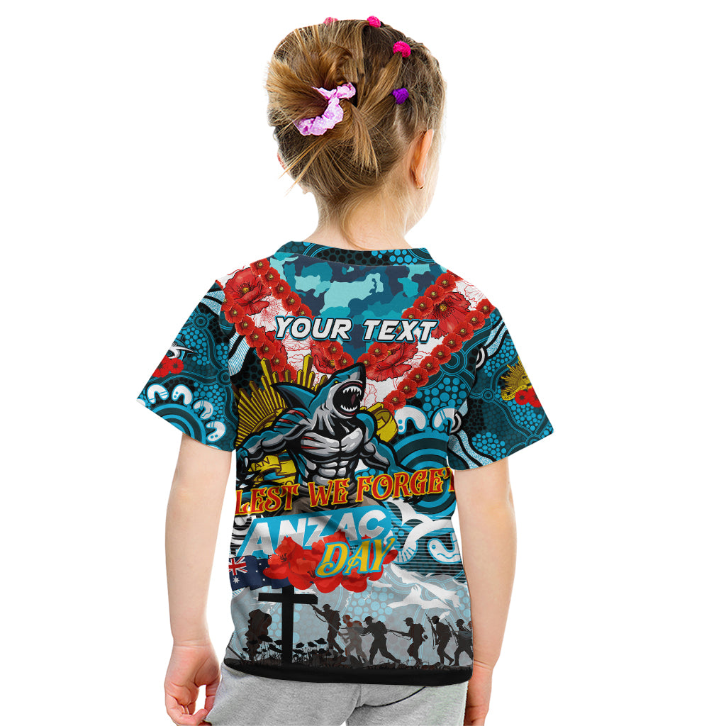 Personalised Sharks ANZAC Day Kid T Shirt Aboriginal Rising Sun