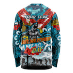 Personalised Sharks ANZAC Day Long Sleeve Shirt Aboriginal Rising Sun