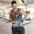 Personalised Sharks ANZAC Day Men Tank Top Aboriginal Rising Sun