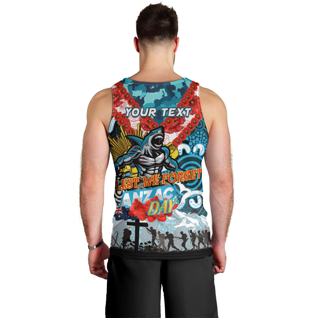 Personalised Sharks ANZAC Day Men Tank Top Aboriginal Rising Sun