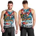 Personalised Sharks ANZAC Day Men Tank Top Aboriginal Rising Sun