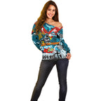 Personalised Sharks ANZAC Day Off Shoulder Sweater Aboriginal Rising Sun