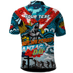 Personalised Sharks ANZAC Day Polo Shirt Aboriginal Rising Sun